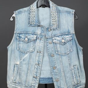 Forever 21 Denim Studded Jean Vest Small